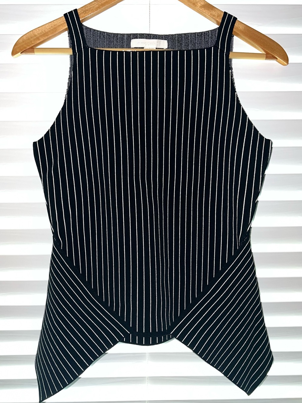 Alexander Wang Black Tank Top with White Pinstripes